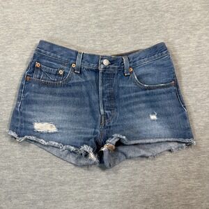 Levi's Shorts Womens 27 Blue 501 Denim Distressed Cutoff Raw Hem High‎ Rise
